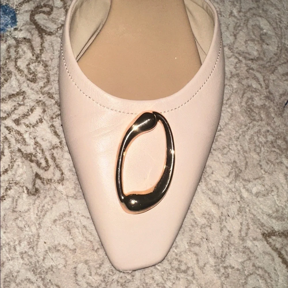 Italian maid, leather flats buy PEDRO Women's Cream Flats with Gold Accent